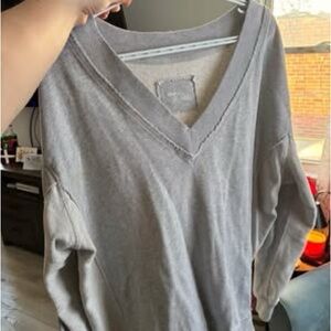 Aerie Light Grey V-Neck Top